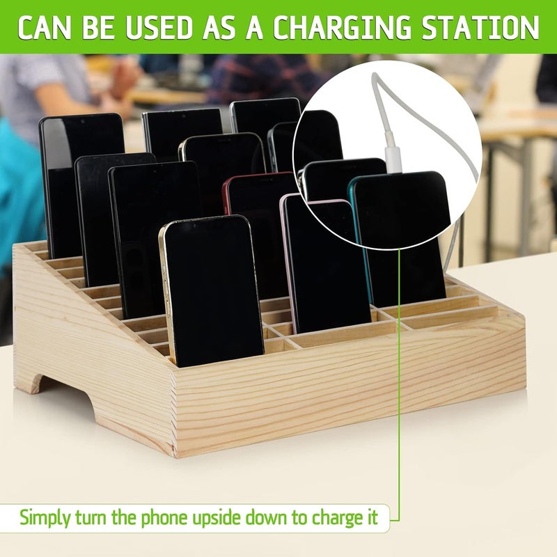 Lzttyee Wooden 36-Grid Cell Phones Storage Box Desktop Mobile Phone Holder Organizer for Office School Classroom (36-Grid) - Image 3